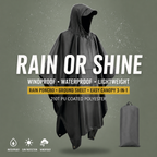 3 in 1 Waterproof Rain Poncho for Camping Hiking Backpacking