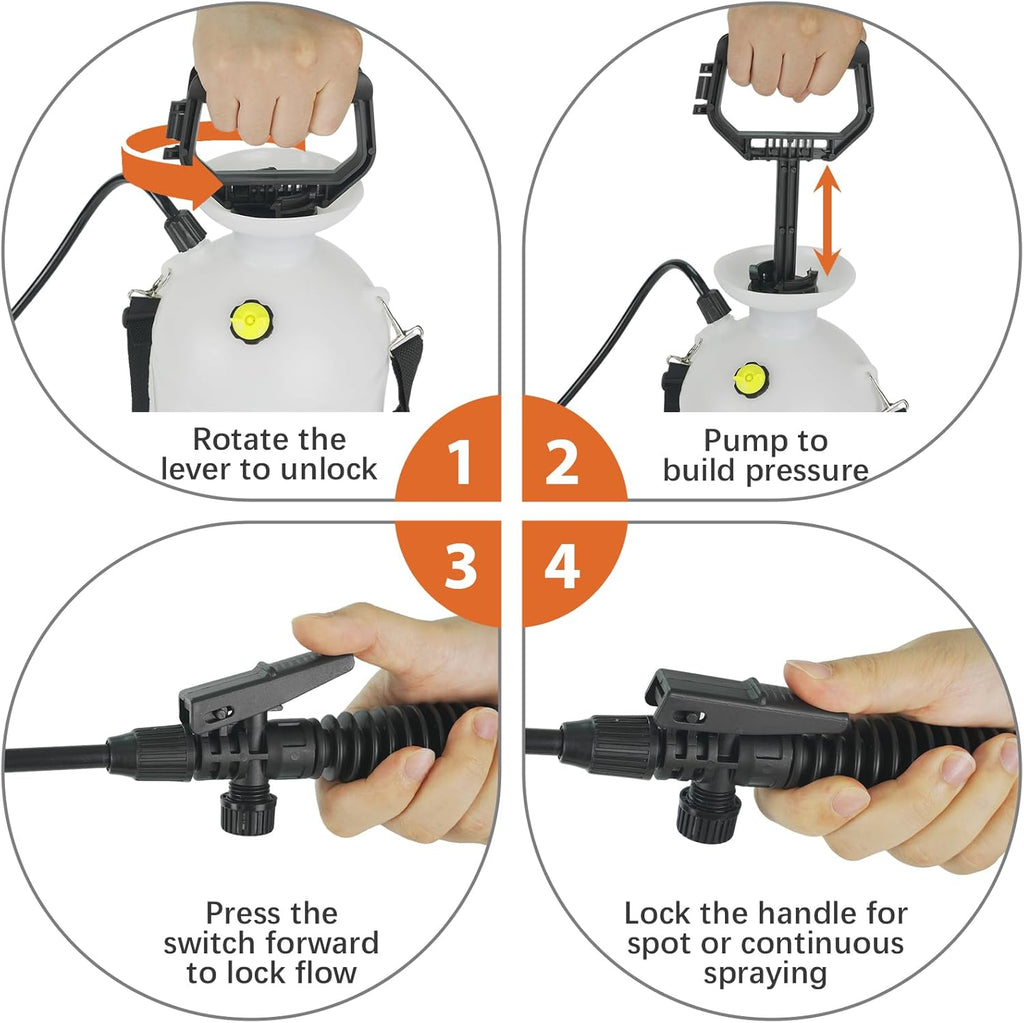 2 Gallon Pressure Sprayer with 2 Nozzles & Shoulder Strap