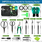 24-Piece Bonsai Tree Care Kit with High-Carbon Steel Tools and PU Leather Bag