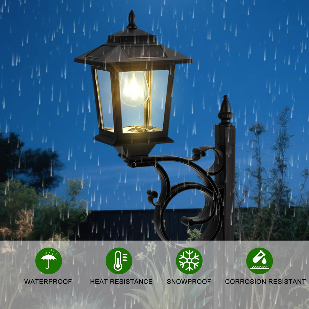 2 in 1 Solar Planter Lamp Post Waterproof Garden Patio Light