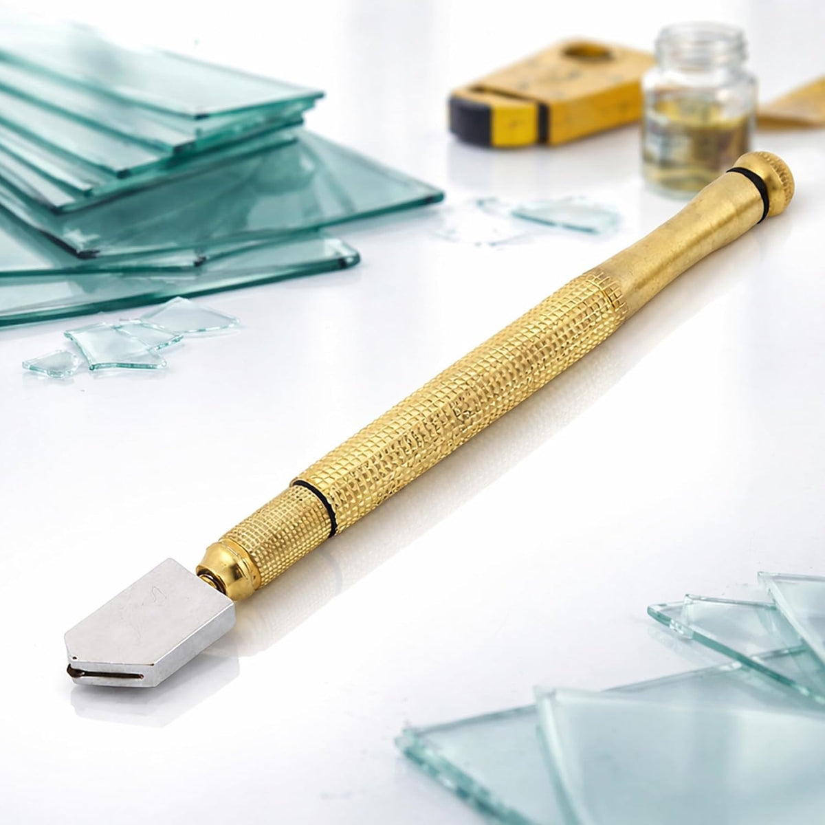 Designed For Practical DIY Glass Work Diamond Head Glass Cutter Tool for 3‑15mm Glass & Mirrors