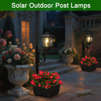 2 in 1 Solar Planter Lamp Post Waterproof Garden Patio Light