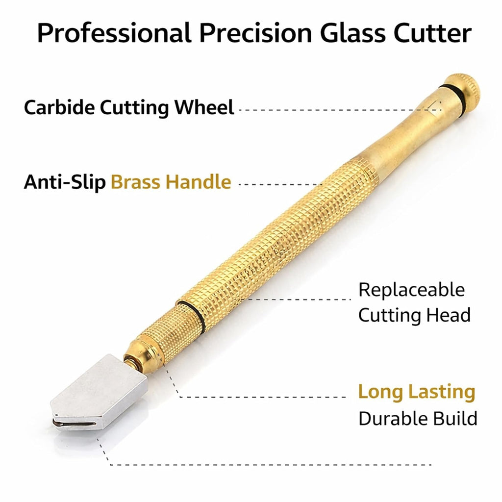 Designed For Practical DIY Glass Work Diamond Head Glass Cutter Tool for 3‑15mm Glass & Mirrors