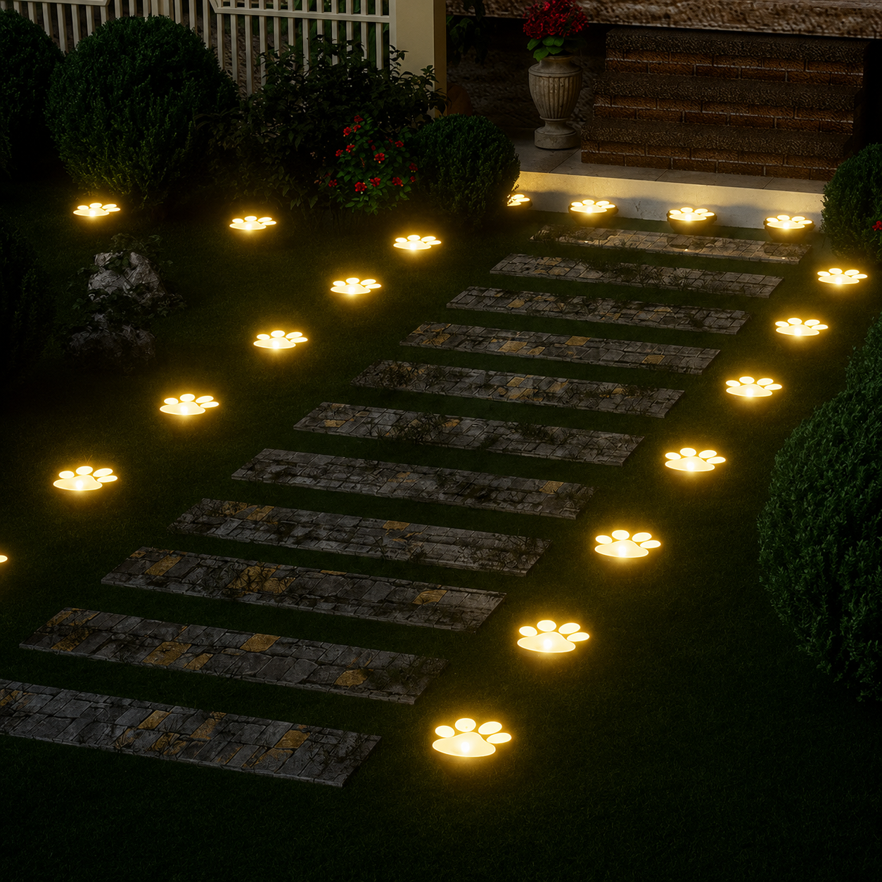 LED Solar Paw Print Light Waterproof for Garden Lawn Patio