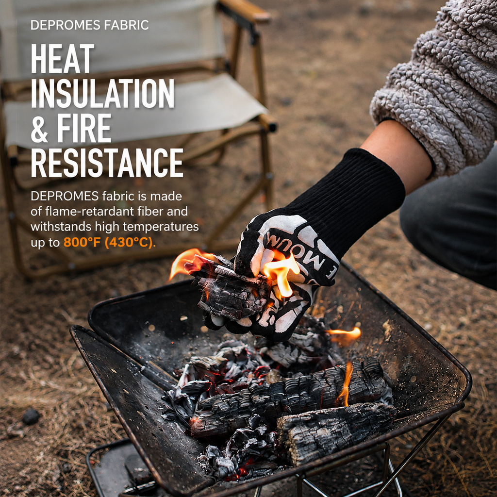 Heat Resistant BBQ Gloves with Long Cuff, Non-Slip Grilling Gloves