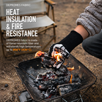 Heat Resistant BBQ Gloves with Long Cuff, Non-Slip Grilling Gloves