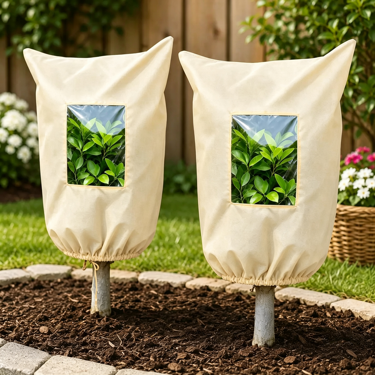 Plant Frost Protection Cover – Breathable Reusable Winter Plant Shield
