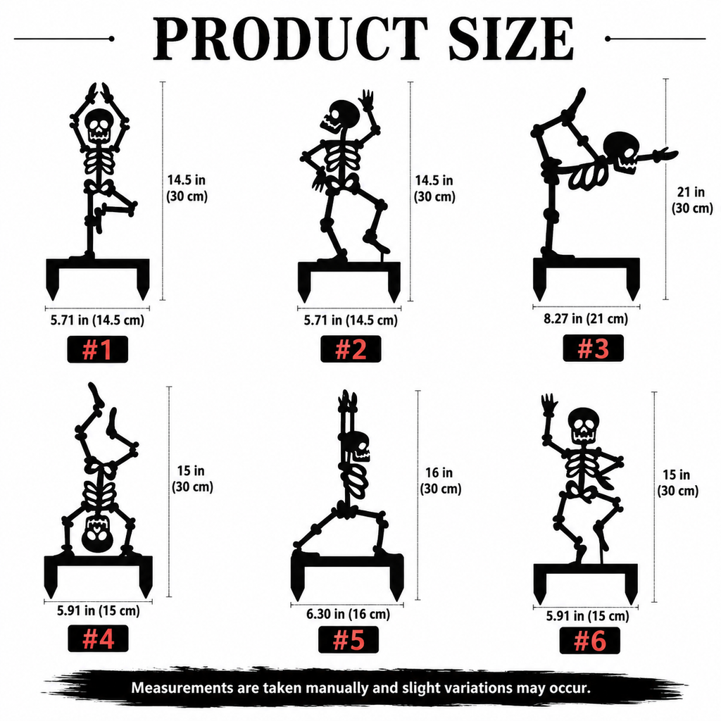 6-Piece Halloween Skeleton Yard Stakes Set - Outdoor Lawn Decorations