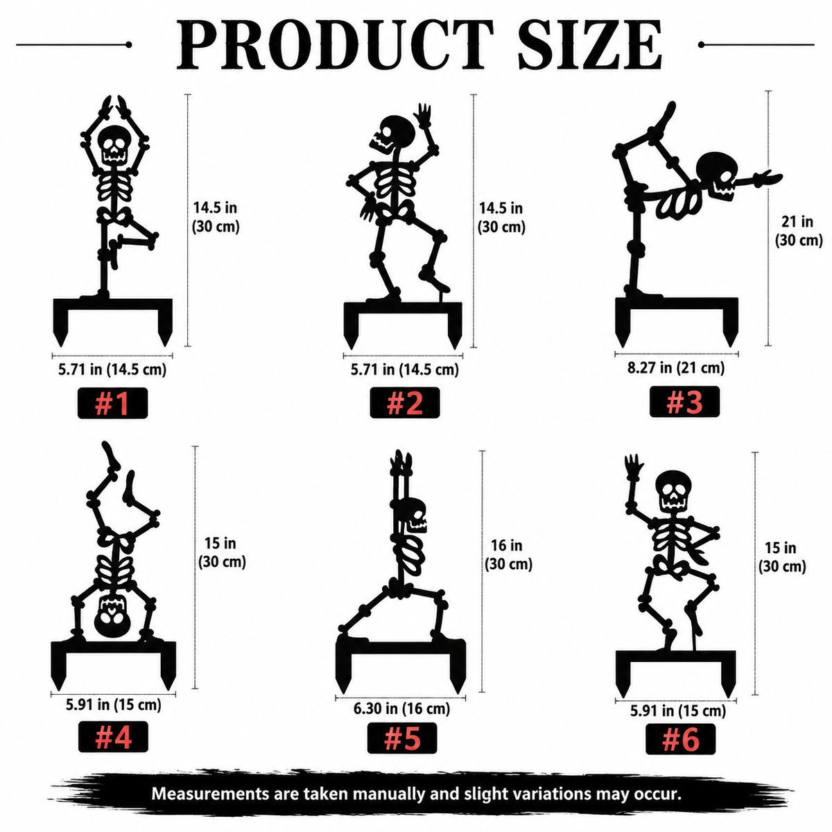 6-Piece Halloween Skeleton Yard Stakes Set - Outdoor Lawn Decorations