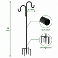 Double Shepherds Hooks for Outdoor, Heavy Duty Bird Feeder Pole, 2 Pack