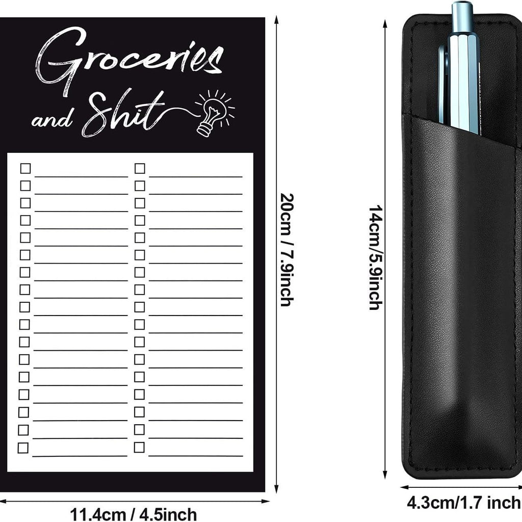 Magnetic Grocery List Notepad with Pen Holder for Fridge