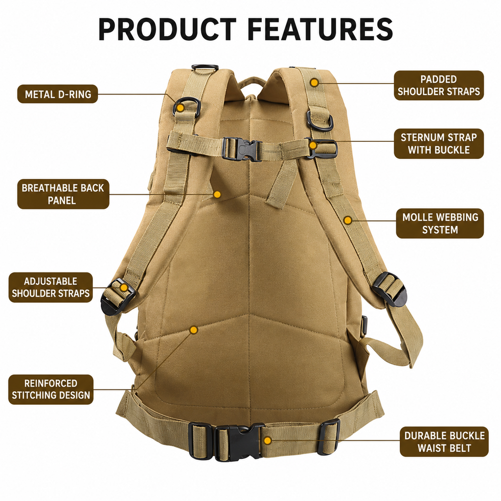 22L Tactical Backpack for Hiking Camping Travel Outdoor