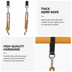 Solid Wood Swing Seat with Hemp Rope, Outdoor Tree Swing Kit