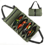 Roll Up Tool Bag with 5 Zippered Pockets Canvas Tool Organizer