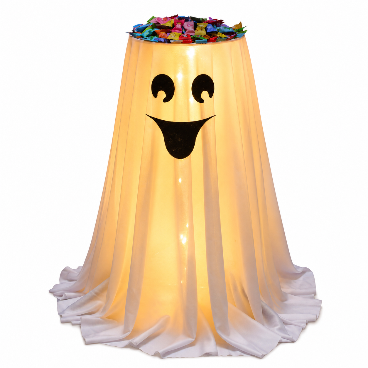 Halloween Ghost Candy Holder with LED Lights & Remote Control for Porch Decor
