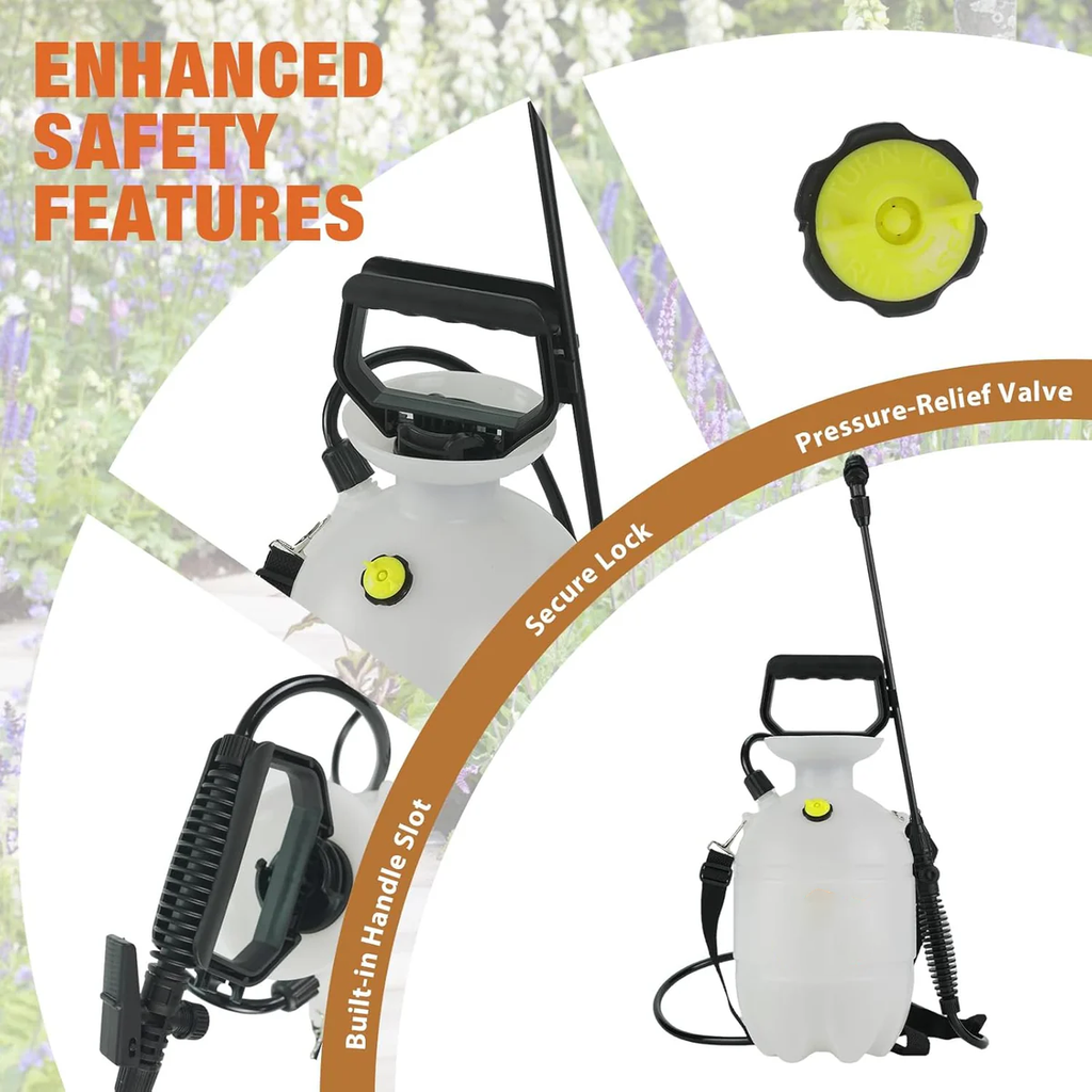 2 Gallon Pressure Sprayer with 2 Nozzles & Shoulder Strap
