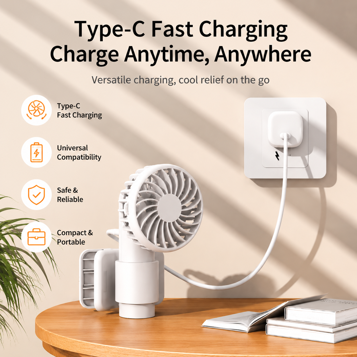USB Rechargeable Portable Clip-On Cooling Fan with 3 Speed Settings