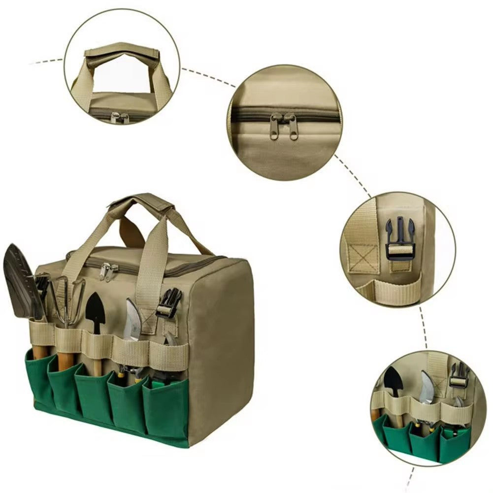Foldable Garden Stool with Tool Bag and Storage Pockets
