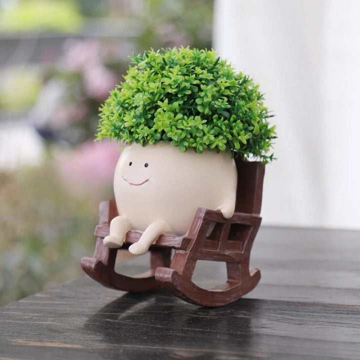 Smiley Face Hanging Planter Pot Rocking Chair Planter