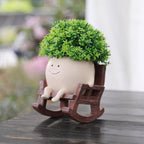 Smiley Face Hanging Planter Pot Rocking Chair Planter
