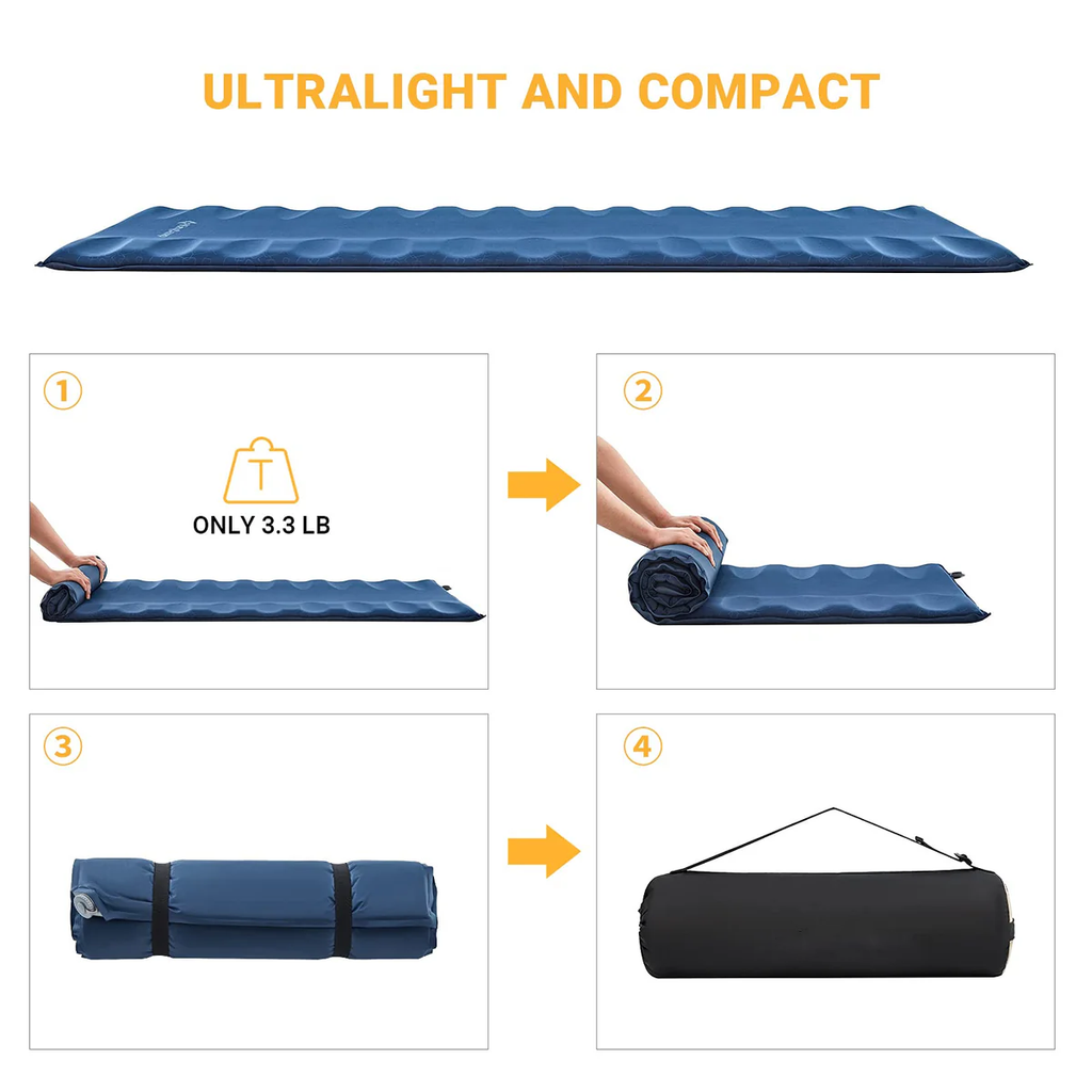Self-Inflating Sleeping Pad with R-Value 4.2, Anti-Rollover Camping Mattress