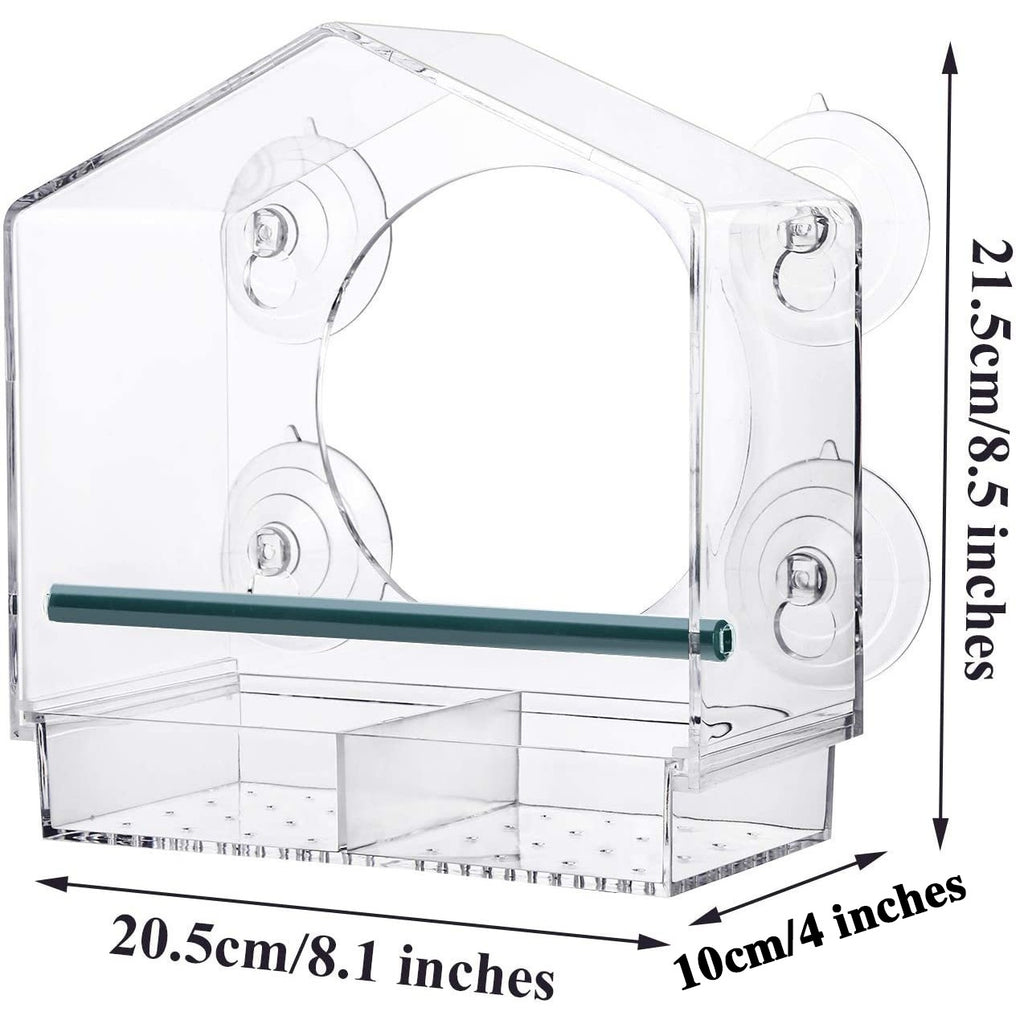 Clear Window Bird Feeder with Removable Seed Tray and Suction Cups