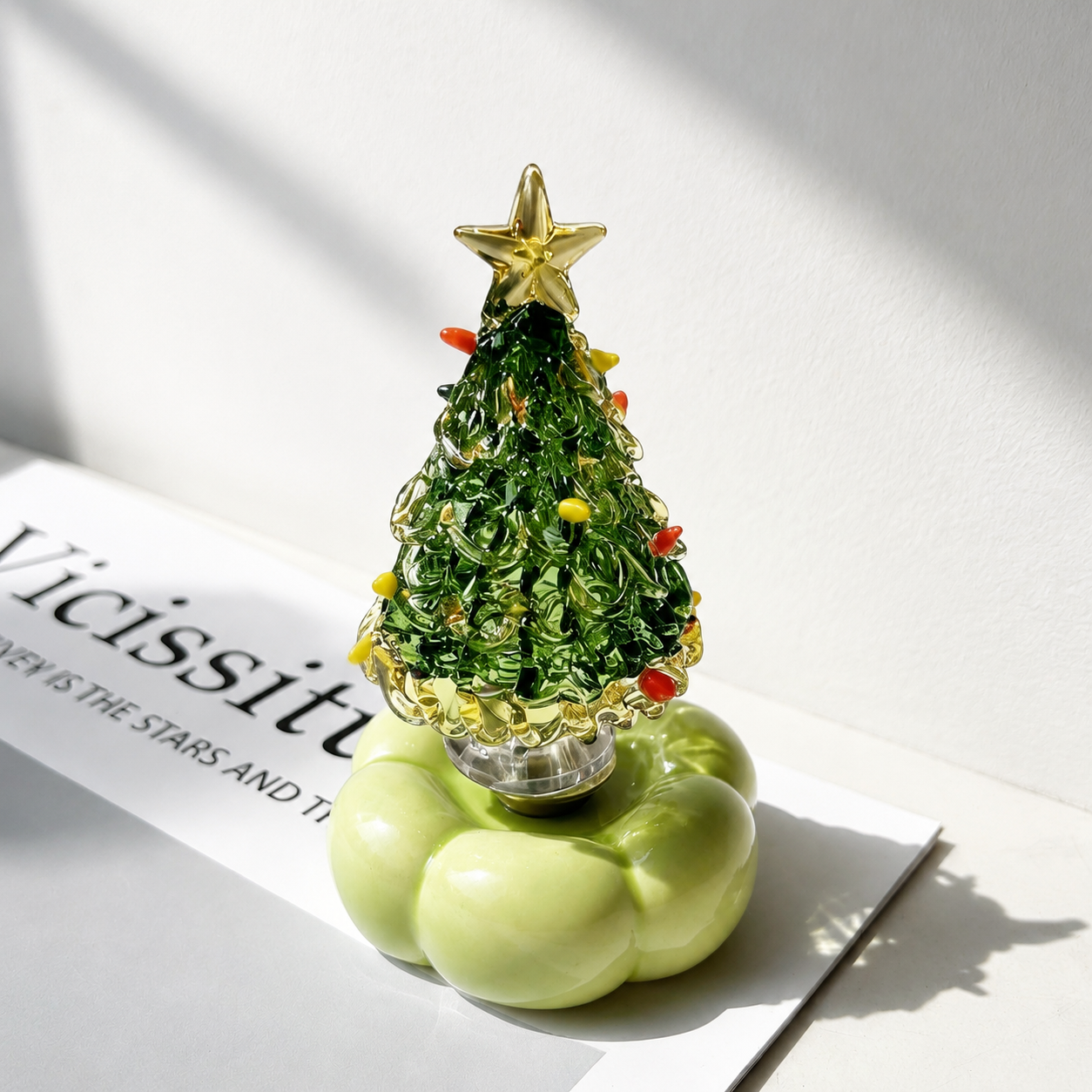Handmade Jingdezhen Glazed Christmas Tree Decoration with Rotating Design