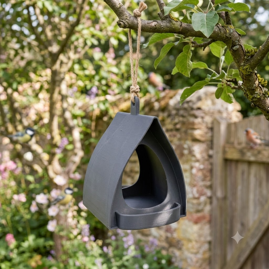Modern Hanging Bird Feeder for Small Songbirds, Outdoor Garden Decor