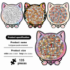 Morandi Colored Cat Shaped Wooden Jigsaw Puzzle
