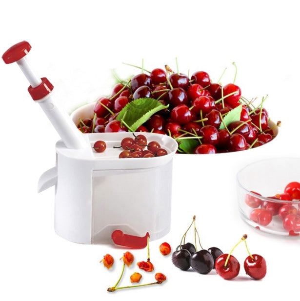 Cherry Pitter Tool with Stainless Steel Pin and Pit Collection Container