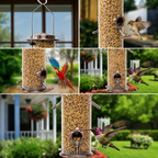 Stainless Steel Tube Bird Feeder for Wild Birds, Squirrel-Resistant
