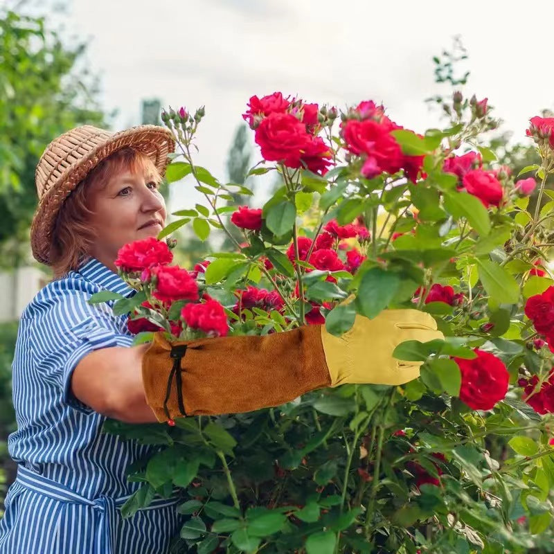 Long Protective Garden Gloves for Roses Pruning and Yard Work