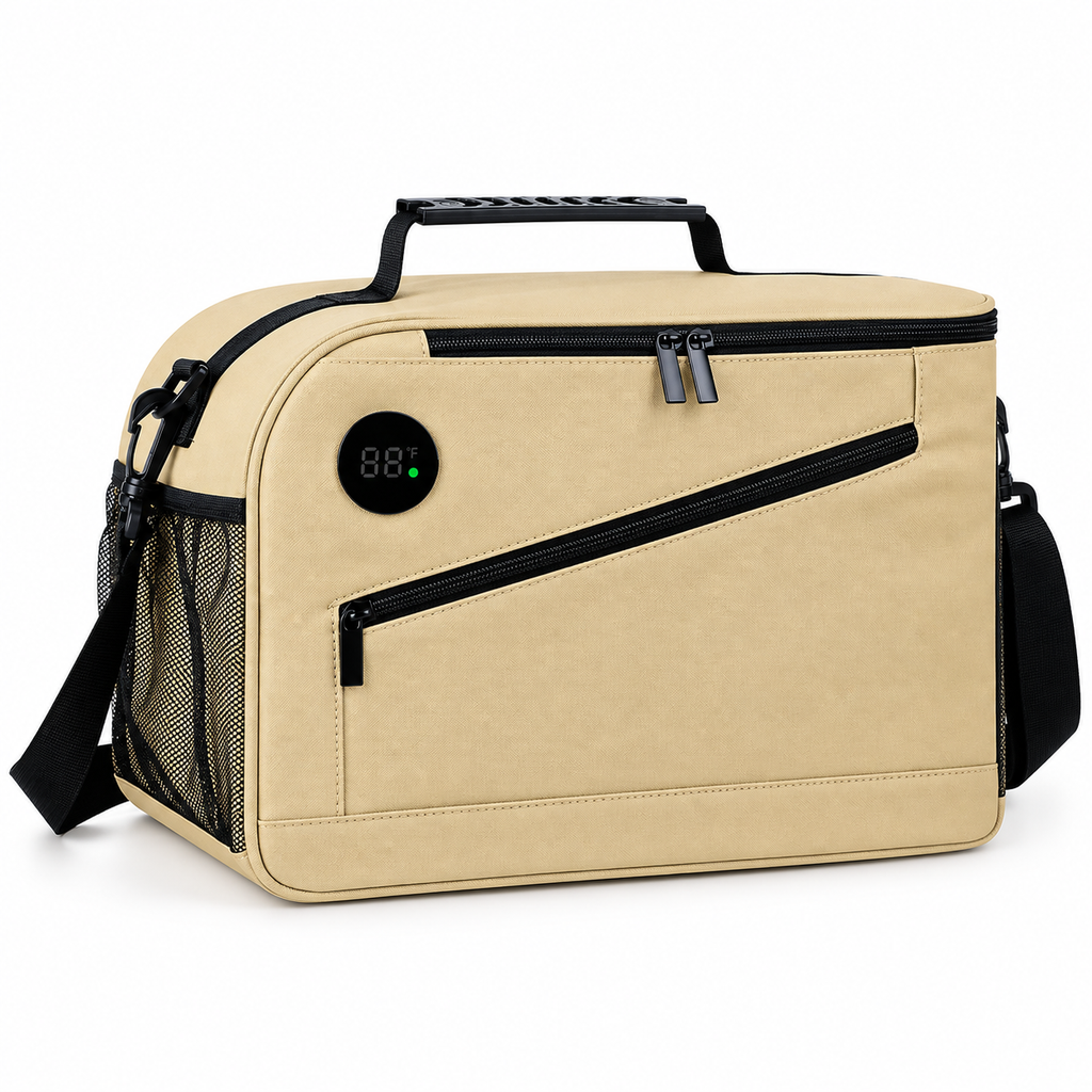 Insulated Lunch Cooler with Digital Temperature Display & Multiple Compartments