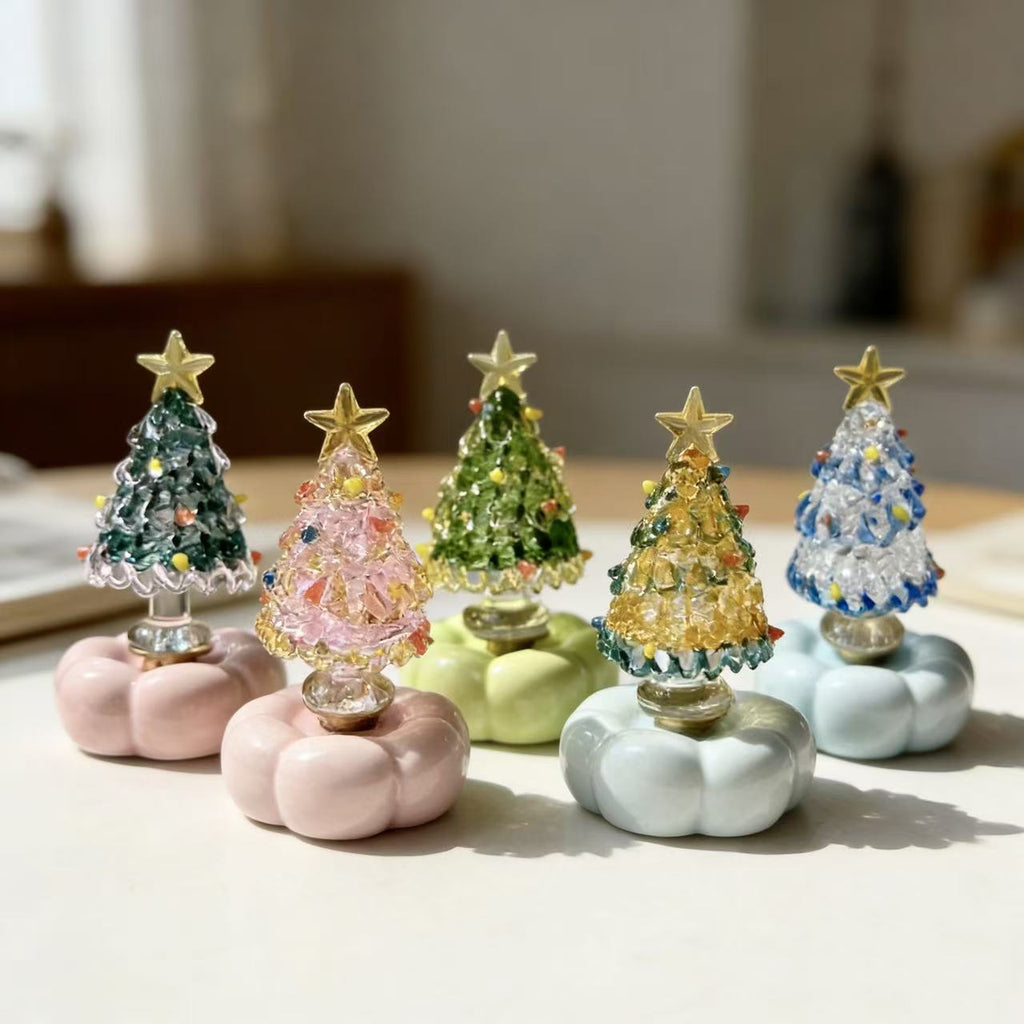 Handmade Jingdezhen Glazed Christmas Tree Decoration with Rotating Design