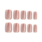 Champagne Cat Eye Short Tapered Square Press-On Nails, 24 Pcs + Glue