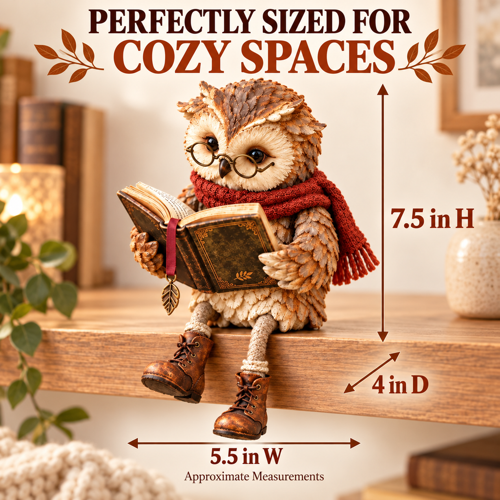 Reading Owl Figurine – Cozy Book Lover Shelf Decor & Thoughtful Gift