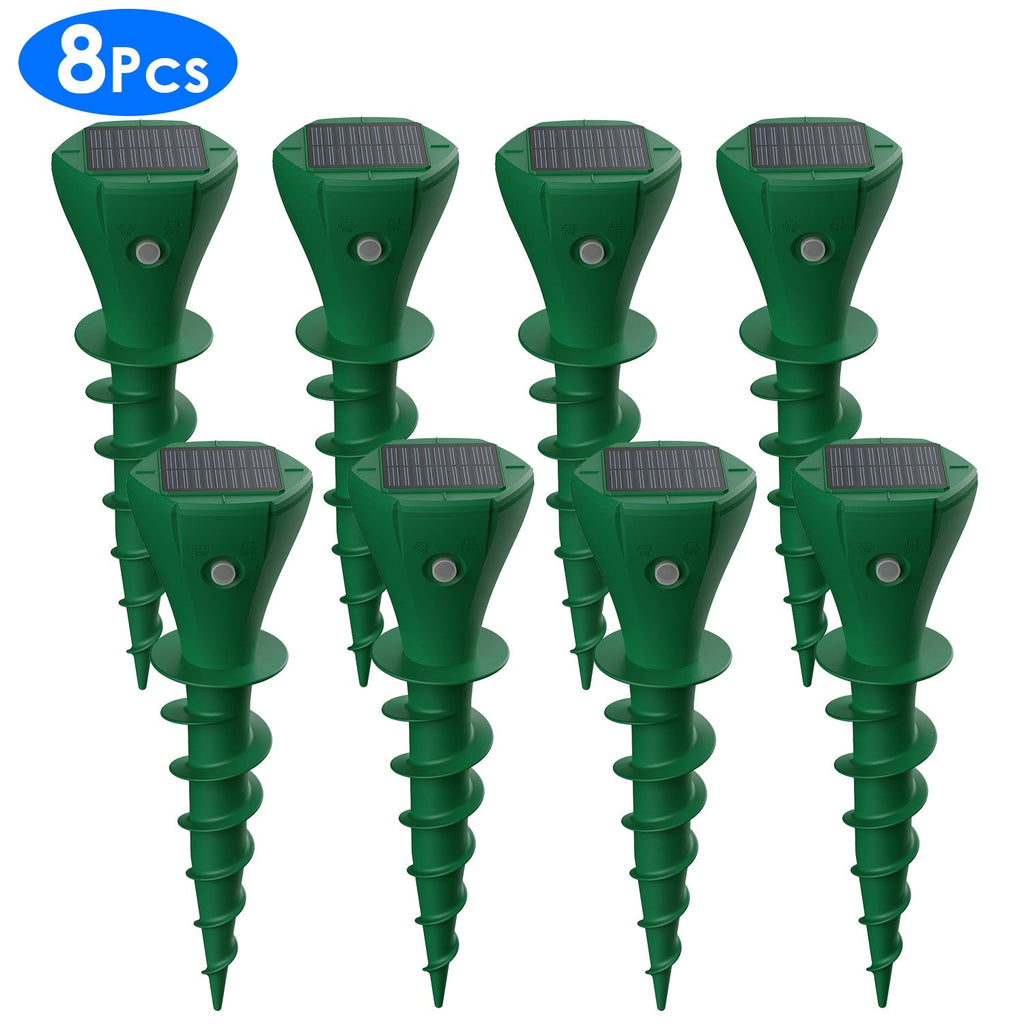 8-Pack Solar Mole Repellent Stakes – Waterproof Vibration