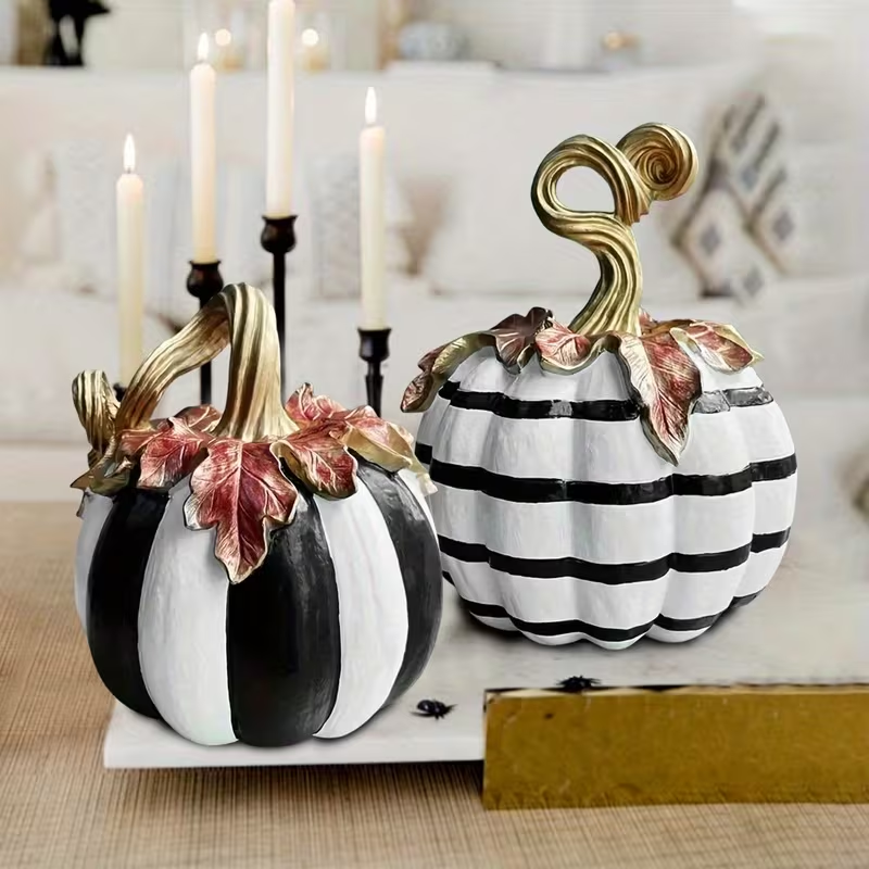 Pumpkin Decor Statue for Fall Halloween Tabletop Home Decoration
