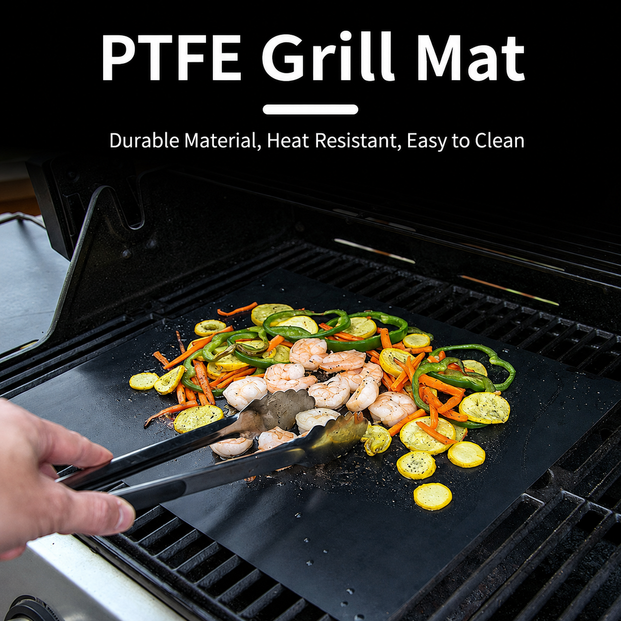 PTFE Non-Stick Grill Mat 10 Pack, Reusable BBQ Grill Mats for Gas & Charcoal Grills
