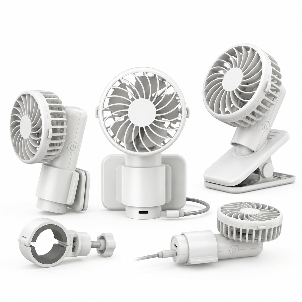 USB Rechargeable Portable Clip-On Cooling Fan with 3 Speed Settings