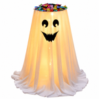 Halloween Ghost Candy Holder with LED Lights & Remote Control for Porch Decor
