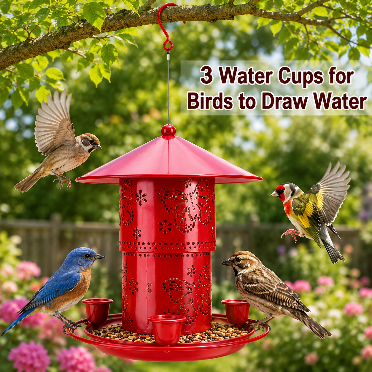 Metal Bird Feeder for Outside Retractable Hanging Feeder