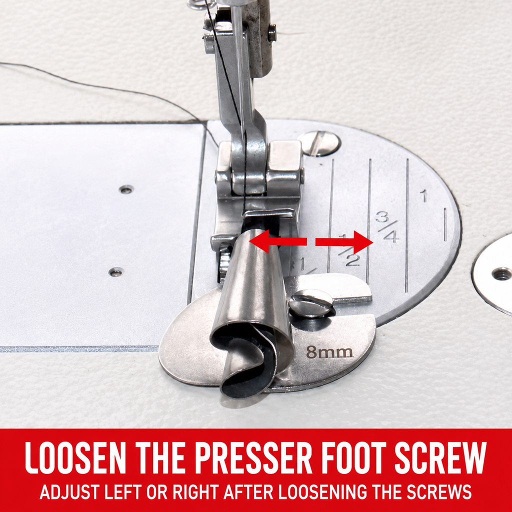 Adjustable Sewing Machine Hemmer Attachment for Rolled Hems