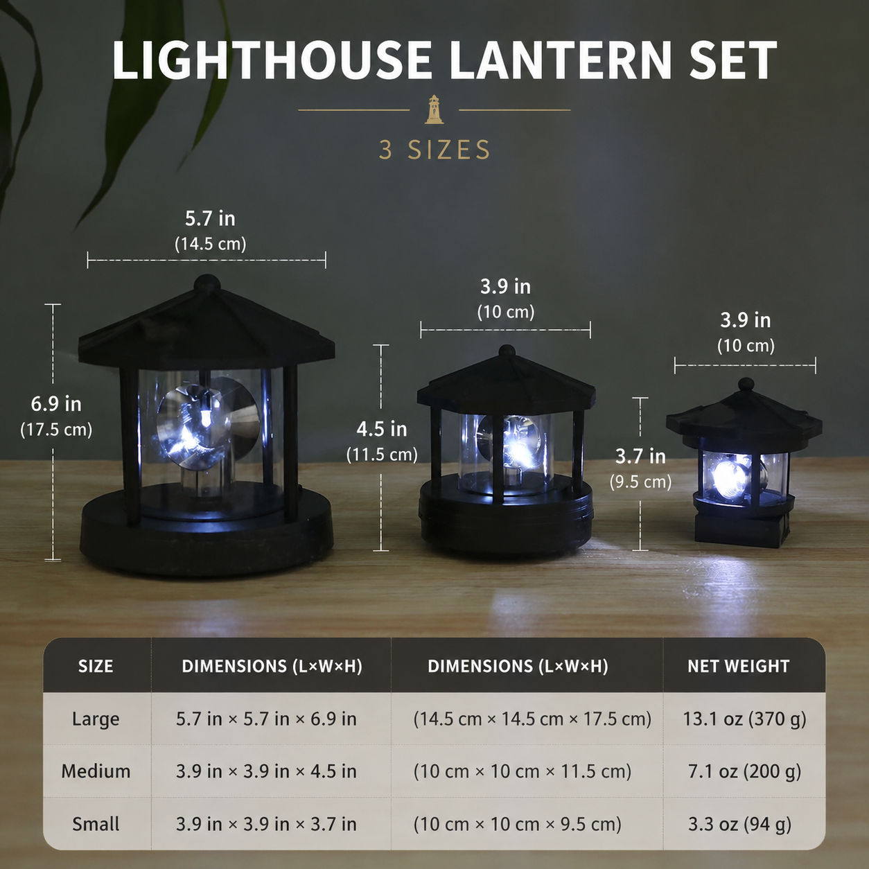 Solar Powered Rotating Lighthouse LED Garden Light Waterproof Outdoor Decor