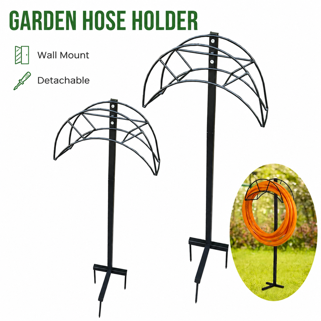 Freestanding Metal Garden Hose Holder, Outdoor Hose Storage Rack