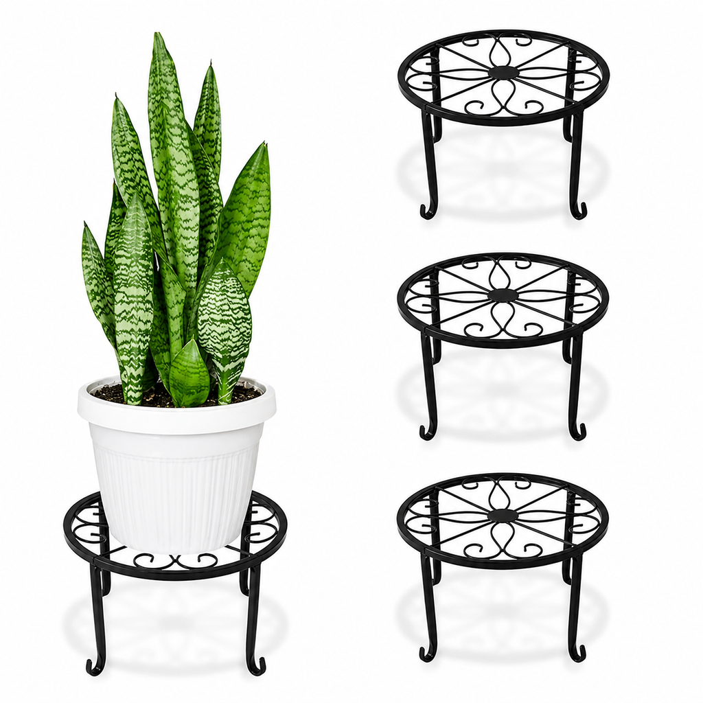 Round Cast Iron Plant Stand for Indoor and Outdoor Flower Pots