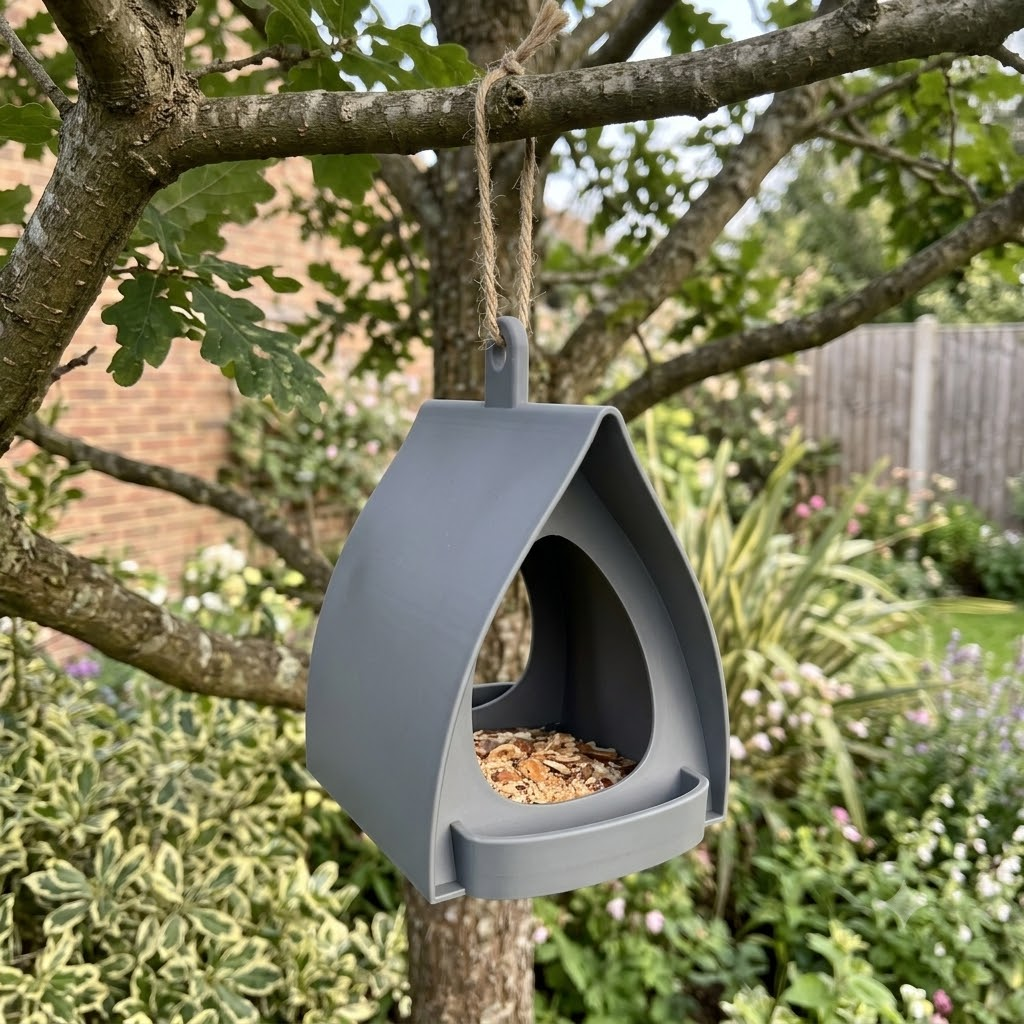 Modern Hanging Bird Feeder for Small Songbirds, Outdoor Garden Decor