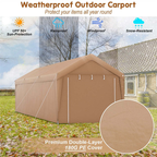10x20 FT Heavy Duty Carport Canopy with Sidewalls & Doors