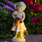 Hand Painted Girl with Solar Watering Can Garden Statue