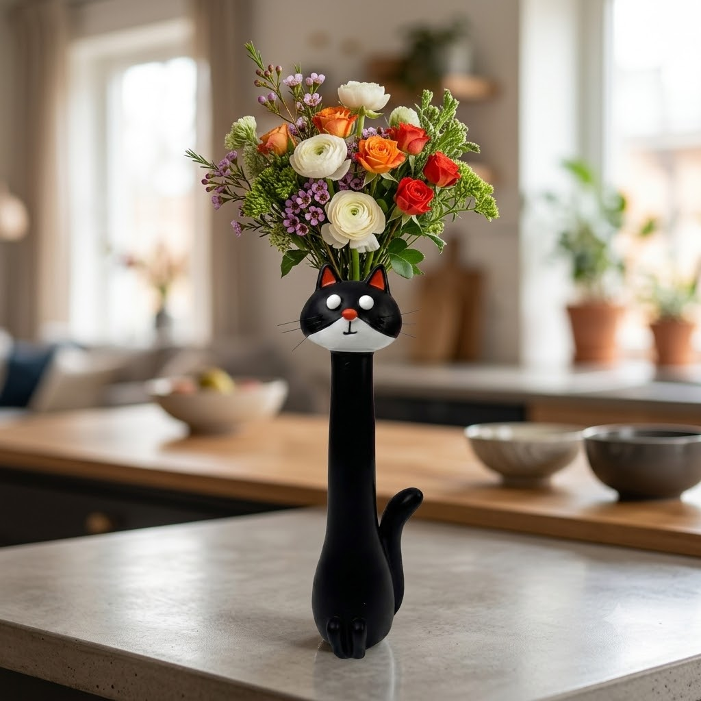 Cat Shaped Vase – Cute Cat Flower Vase for Home Decor
